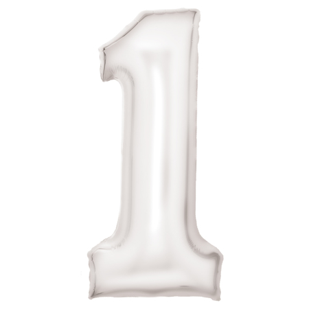 Immagine di Amscan® Palloncino numero 1 (86 cm) Silk Lustre White