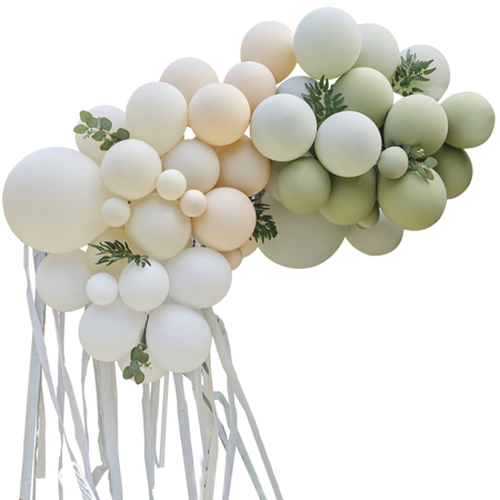 Immagine di Ginger Ray® Arco di palloncini Taupe, Peach & Sage Eucalyptus