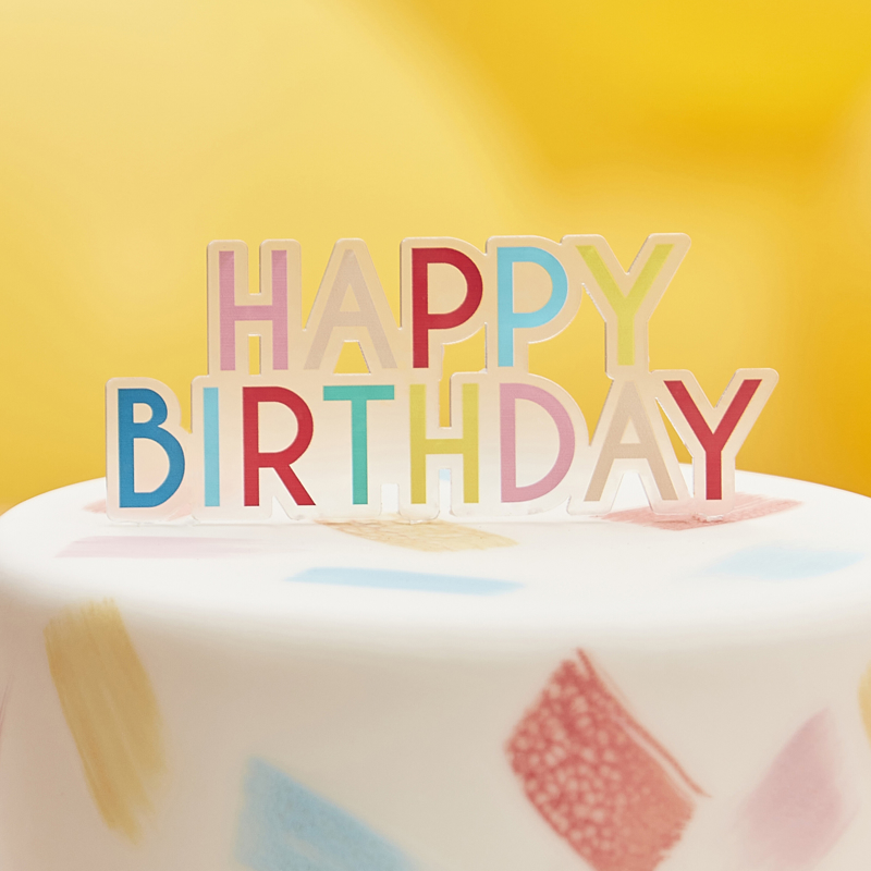 Immagine di Ginger Ray® Decorazione torta Happy Birthday Rainbow