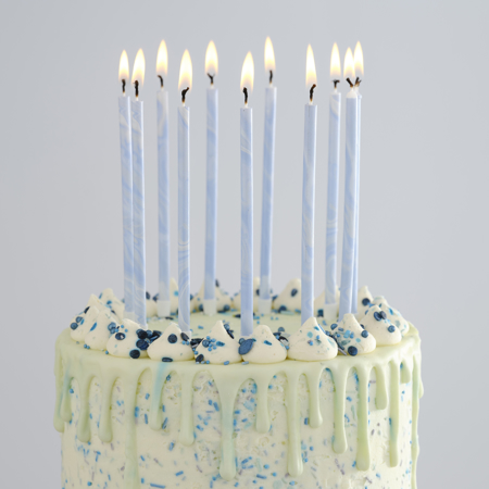 Immagine di Ginger Ray® Candele torta alte Blue Marble 12 pezzi