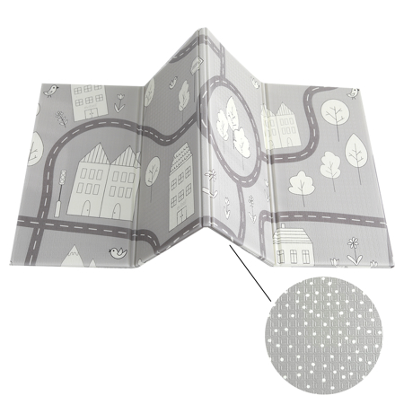 Immagine di Evibell® Tappeto da gioco a due lati 150x190 Dots/City Grey & Milestone copertina Blue
