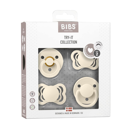 Bibs® Set di ciucci Ivory Try-It Collection 6 mesi+
