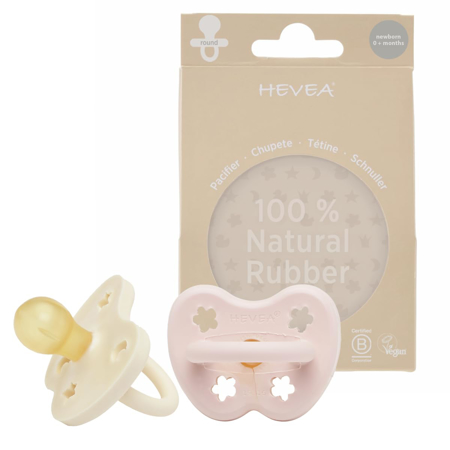 Immagine di Hevea® Ciuccio in caucciù Powder Pink & Milky White (0-3M) 2 pezzi