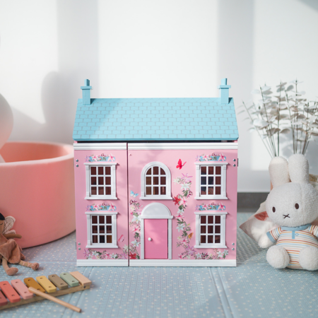 Evibell® Casetta in legno per bambole Pink