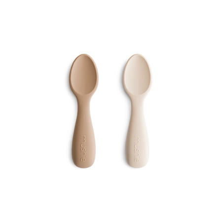 Immagine di Mushie® Set di due cucchiai  in silicone Starter Natural/Shifting Sand