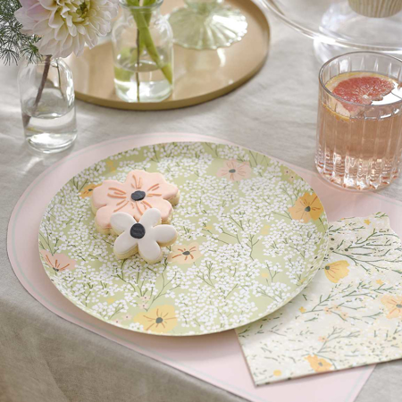 Immagine di Ginger Ray® Piatti di carta Floral Baby Shower 8 pezzi