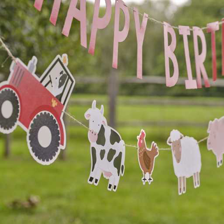 Immagine di Ginger Ray® Scritta da appendere Happy Birthday Farm Party