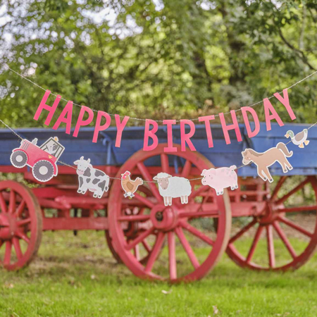 Immagine di Ginger Ray® Scritta da appendere Happy Birthday Farm Party
