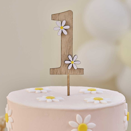 Immagine di Ginger Ray® Decorazione torta in legno Daisy 1st Birthday