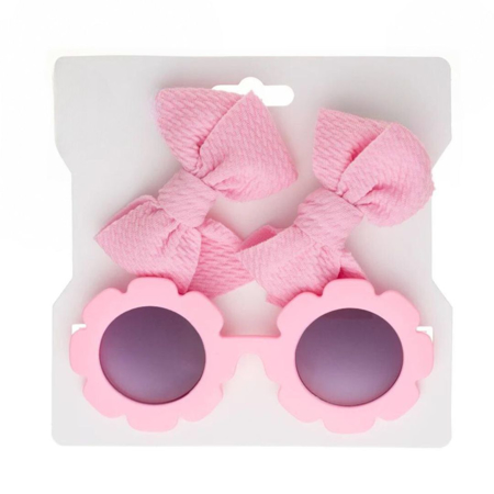 Evitas due mollette & occhiali da sole Flower Pink