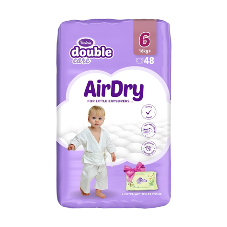 Violeta® Pannolini Air Dry 6 Junior Plus (16kg+) Jumbo 48+Salviettine umidificate Baby in omaggio